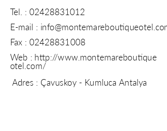 Monte Mare Boutique Otel iletiim bilgileri